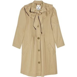 Tibi Ruffle Collar Cotton Trench